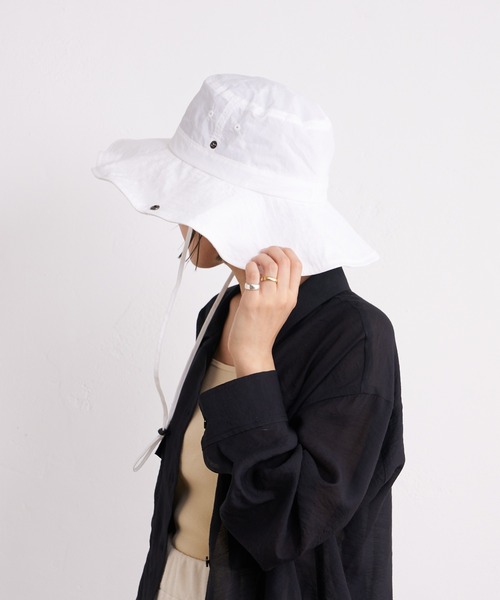 Omekashi（オメカシ）の「ワイドブリムハット（ハット・レディース・ブラック/オフホワイト・FREE）」の4枚目の写真