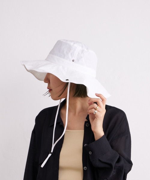 Omekashi（オメカシ）の「ワイドブリムハット（ハット・レディース・ブラック/オフホワイト・FREE）」の14枚目の写真