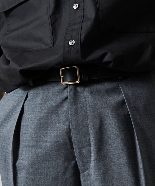 FREAK'S STORE（フリークスストア）の「【限定展開】リアルレザー スクエアバックルベルト（ベルト・メンズ・チャコールグレー/ブラック・MEDIUM/LARGE）」の4枚目の写真