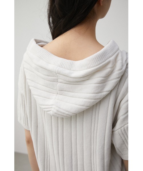 AZUL HOME（アズールホーム）の「【AZUL HOME】WHIP NIGHT KNIT S/S TOPS/ホイップナイトニットショートスリーブトップス（ニット/セーター・レディース・ホワイト/ブルー・FREE）」の6枚目の写真