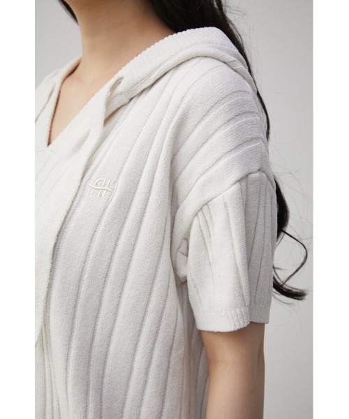 AZUL HOME（アズールホーム）の「【AZUL HOME】WHIP NIGHT KNIT S/S TOPS/ホイップナイトニットショートスリーブトップス（ニット/セーター・レディース・ホワイト/ブルー・FREE）」の7枚目の写真