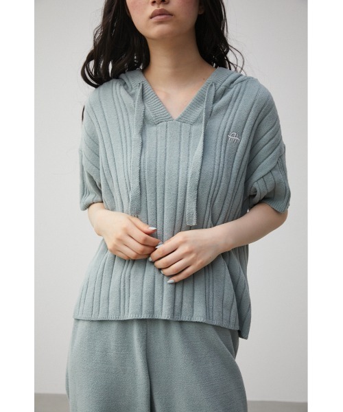AZUL HOME（アズールホーム）の「【AZUL HOME】WHIP NIGHT KNIT S/S TOPS/ホイップナイトニットショートスリーブトップス（ニット/セーター・レディース・ホワイト/ブルー・FREE）」の10枚目の写真