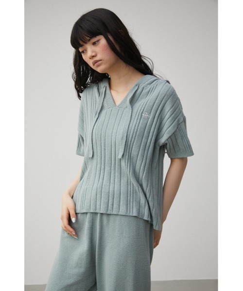 AZUL HOME（アズールホーム）の「【AZUL HOME】WHIP NIGHT KNIT S/S TOPS/ホイップナイトニットショートスリーブトップス（ニット/セーター・レディース・ホワイト/ブルー・FREE）」の11枚目の写真