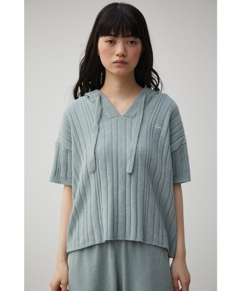AZUL HOME（アズールホーム）の「【AZUL HOME】WHIP NIGHT KNIT S/S TOPS/ホイップナイトニットショートスリーブトップス（ニット/セーター・レディース・ホワイト/ブルー・FREE）」の13枚目の写真
