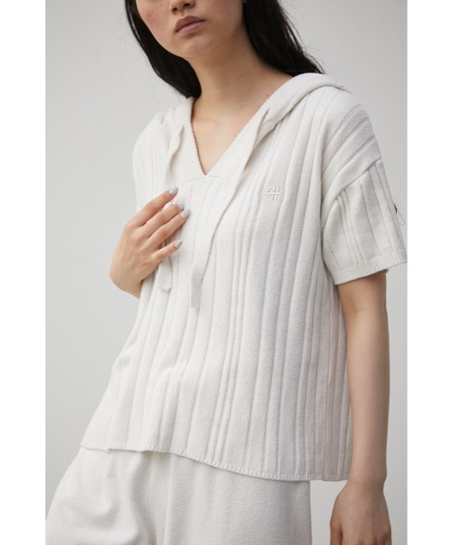 AZUL HOME（アズールホーム）の「【AZUL HOME】WHIP NIGHT KNIT S/S TOPS/ホイップナイトニットショートスリーブトップス（ニット/セーター・レディース・ホワイト/ブルー・FREE）」の9枚目の写真