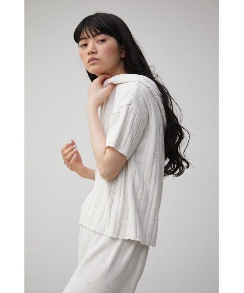 AZUL HOME（アズールホーム）の「【AZUL HOME】WHIP NIGHT KNIT S/S TOPS/ホイップナイトニットショートスリーブトップス（ニット/セーター・レディース・ホワイト/ブルー・FREE）」の19枚目の写真