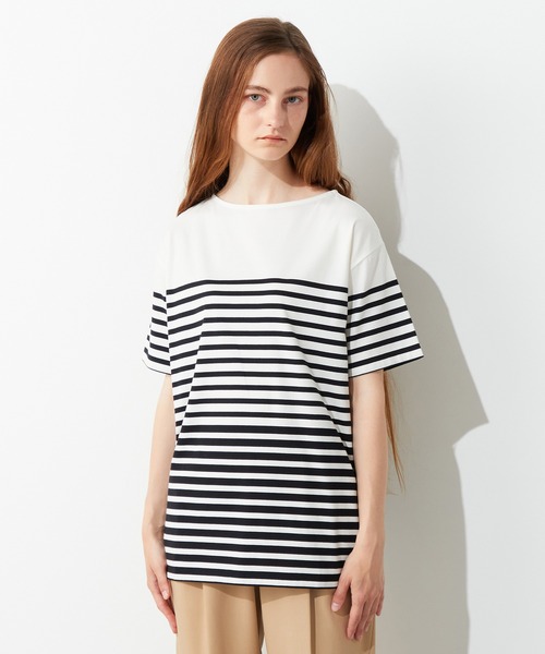 LE SOUK HOLIDAY(ルスークホリデー)の「パネルボーダーTシャツ(Tシャツ/カットソー・レディース・ブラック/ブルー・M/L)」の2枚目の写真