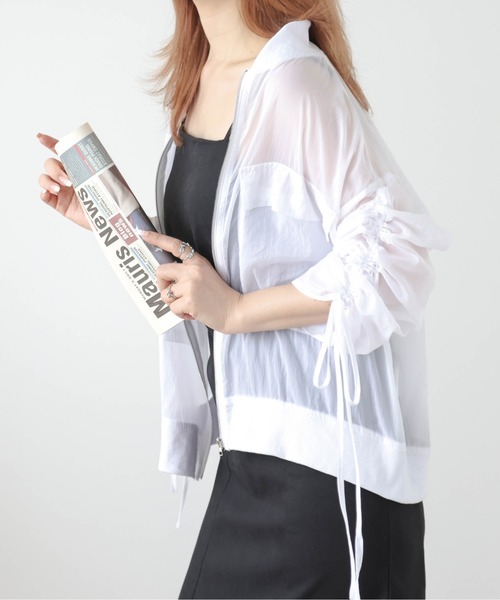 AMELY（エミリー）の「シアーブルゾン（ブルゾン・レディース・ブラック/ベージュ/グリーン/ピンク/ホワイト・フリー）」の2枚目の写真