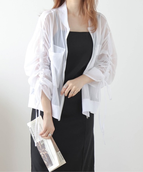 ella シアーブルゾン　ホワイト AMELY（エミリー）の「シアーブルゾン（ブルゾン）」 - WEAR