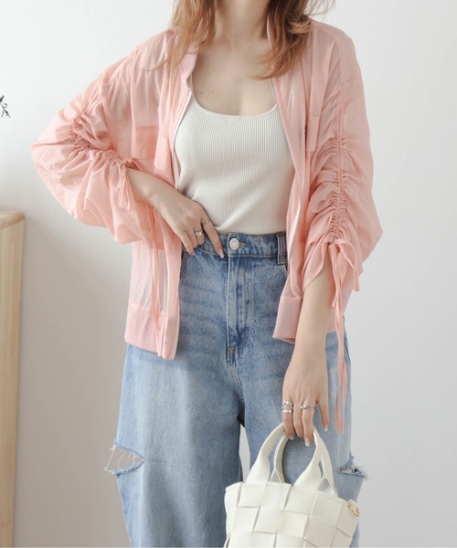 AMELY（エミリー）の「シアーブルゾン（ブルゾン・レディース・ブラック/ベージュ/グリーン/ピンク/ホワイト・フリー）」の19枚目の写真