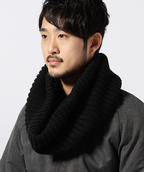 BEAMS（ビームス）の「BEAMS / リブ×マシュマロ リバーシブル スヌード（ストール/ショール・メンズ・ブラック/ネイビー・ONE SIZE）」の3枚目の写真