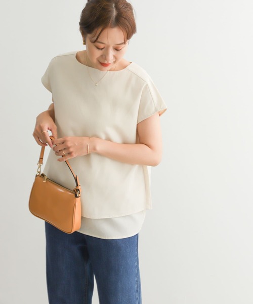 URBAN RESEARCH DOORS（アーバンリサーチドアーズ）の「『UR TECH Smart Linen Touch』レイヤードフレンチブラウス（シャツ/ブラウス・レディース・ベージュ系その他/ネイビー・MEDIUM）」の16枚目の写真