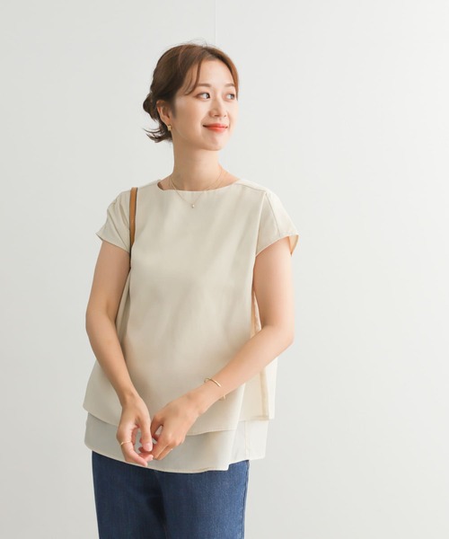 URBAN RESEARCH DOORS（アーバンリサーチドアーズ）の「『UR TECH Smart Linen Touch』レイヤードフレンチブラウス（シャツ/ブラウス・レディース・ベージュ系その他/ネイビー・MEDIUM）」の18枚目の写真