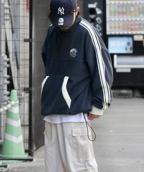 Java（ジャバ）の「《JaVa ジャバコラボ》洗練された大人カジュアル サイドラインハーフジップフリースプルオーバー（スウェット・メンズ・ネイビー/ブラック/オレンジ/オフホワイト・SMALL/LARGE/MEDIUM/X-LARGE）」の6枚目の写真