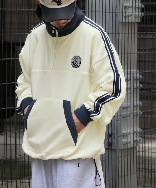 Java（ジャバ）の「《JaVa ジャバコラボ》洗練された大人カジュアル サイドラインハーフジップフリースプルオーバー（スウェット・メンズ・ネイビー/ブラック/オレンジ/オフホワイト・SMALL/LARGE/MEDIUM/X-LARGE）」の17枚目の写真