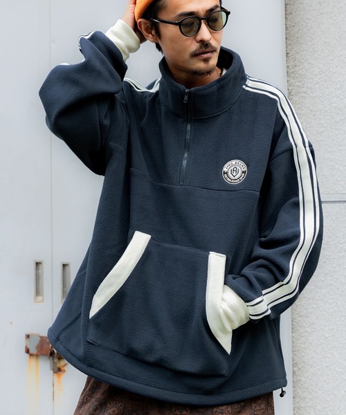 Java（ジャバ）の「《JaVa ジャバコラボ》洗練された大人カジュアル サイドラインハーフジップフリースプルオーバー（スウェット・メンズ・ネイビー/ブラック/オレンジ/オフホワイト・SMALL/LARGE/MEDIUM/X-LARGE）」の19枚目の写真