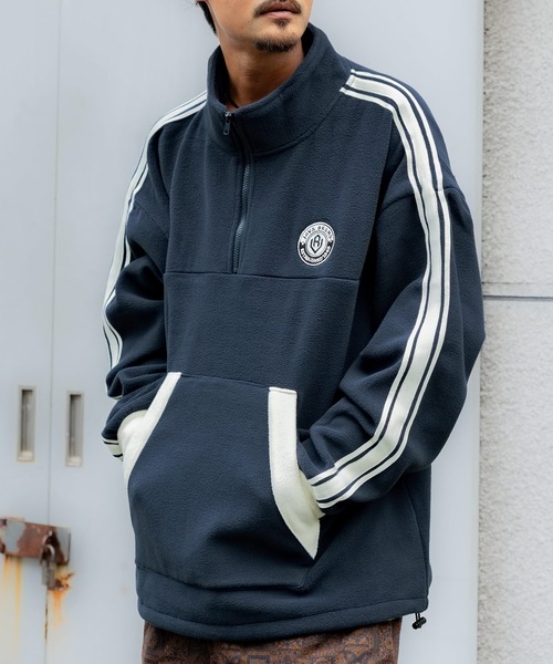 Java（ジャバ）の「《JaVa ジャバコラボ》洗練された大人カジュアル サイドラインハーフジップフリースプルオーバー（スウェット・メンズ・ネイビー/ブラック/オレンジ/オフホワイト・SMALL/LARGE/MEDIUM/X-LARGE）」の18枚目の写真