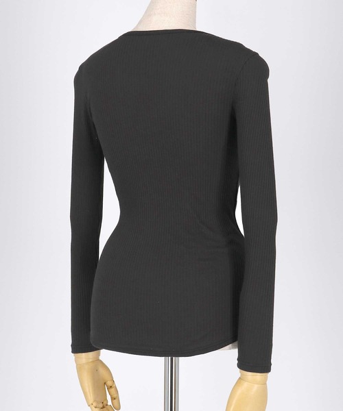 une nana cool（ウンナナクール）の「綿100% リブ編みコットン 長袖シャツ（インナーウェア/肌着・レディース・ブラック/ベージュ/オリーブ/モカ/アイボリー/ダークブラウン/グレー/ミント/テラコッタ/ピンク/ダークネイビー・M/L）」の12枚目の写真