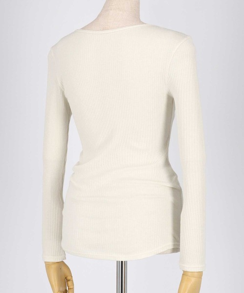 une nana cool（ウンナナクール）の「綿100% リブ編みコットン 長袖シャツ（インナーウェア/肌着・レディース・ブラック/ベージュ/オリーブ/モカ/アイボリー/ダークブラウン/グレー/ミント/テラコッタ/ピンク/ダークネイビー・M/L）」の13枚目の写真