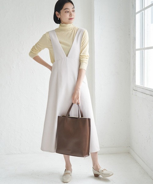 ROPE' PICNIC（ロペピクニック）の「深めVネックジャンパースカート（ジャンパースカート・レディース・ブラック/ライトグレー・36/38）」の9枚目の写真