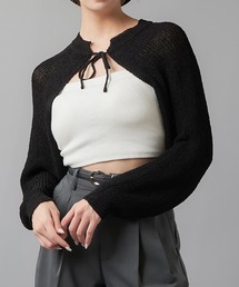 SPINNS | リボン付きショート丈 長袖ボレロカーディガン(カーディガン/ボレロ)