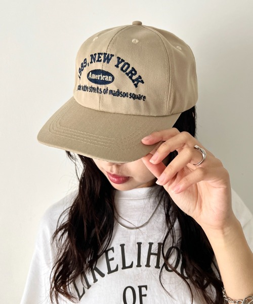 wears(ウェアーズ)の「NEWYORKフロント刺繍ロゴキャップ(キャップ・レディース・ブラック/ホワイト/ネイビー/ブラウン/ダークグリーン/ベージュ/ブルー/オフホワイト・FREE)」の6枚目の写真