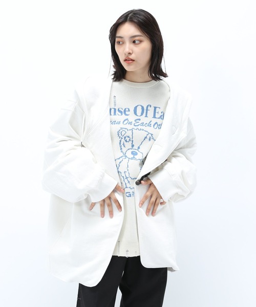 Anui（アニュイ）の「【UNISEX】BIGフードトグルカーディガン（カーディガン/ボレロ・レディース・ブラック/オフホワイト・M/L）」の3枚目の写真