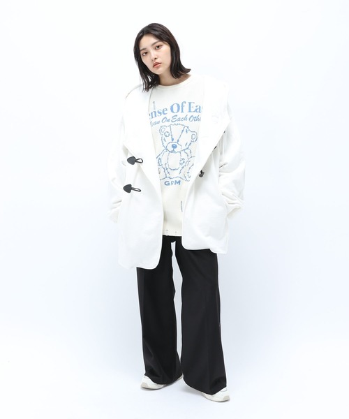 Anui（アニュイ）の「【UNISEX】BIGフードトグルカーディガン（カーディガン/ボレロ・レディース・ブラック/オフホワイト・M/L）」の7枚目の写真