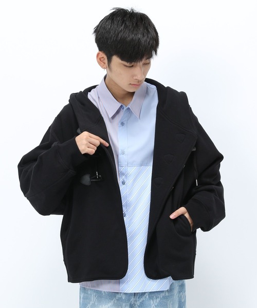 Anui（アニュイ）の「【UNISEX】BIGフードトグルカーディガン（カーディガン/ボレロ・レディース・ブラック/オフホワイト・M/L）」の11枚目の写真