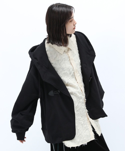 Anui（アニュイ）の「【UNISEX】BIGフードトグルカーディガン（カーディガン/ボレロ・レディース・ブラック/オフホワイト・M/L）」の19枚目の写真