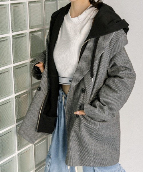 OLIVE des OLIVE（オリーブデオリーブ）の「テーラードジャケットコート　1032070140（テーラードジャケット・レディース・チェック/ブラック/チャコールグレー/アイボリー・FREE）」の4枚目の写真