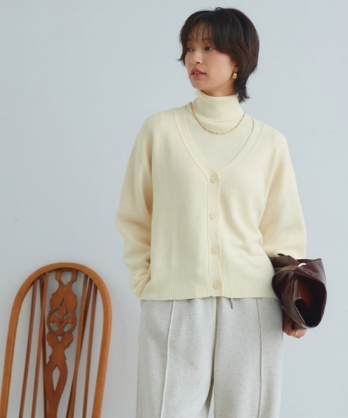 RASW（ラス）の「[RASW]綿シルクタートルネックニット（ニット/セーター・レディース・ブルー/ブラック/チャコール/アイボリー・L/M）」の22枚目の写真