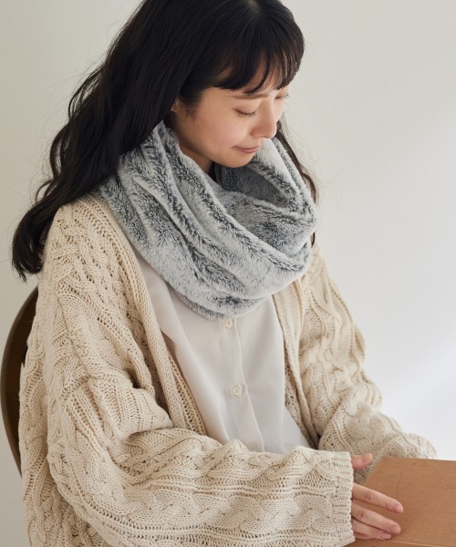 まるで猫！のようなモフモフな手触りのスヌード（猫Feel）（ネック