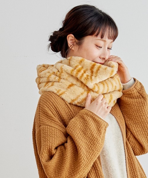 まるで猫！のようなモフモフな手触りのスヌード（猫Feel）（ネック