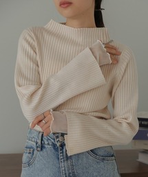 チュールレイヤードリブニット