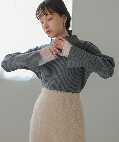 Bab（バブ）の「チュールレイヤードリブニット（ニット/セーター・レディース・グレー系その他3/ライトグレー/ホワイト系その他/グレー・FREE）」の21枚目の写真
