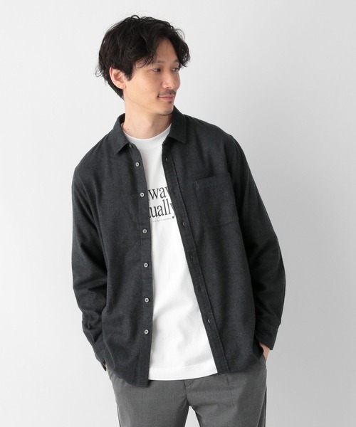 GLOBAL WORK（グローバルワーク）の「やわらかリッチネル/レギュラーシャツ/704868（シャツ/ブラウス・メンズ・ライトブルー/その他/ホワイト系その他2/グレー/グレー系その他/オフホワイト/ネイビー/ダークグレー/ライトグレー/ダークブルー・X-LARGE/LARGE/MEDIUM/SMALL）」の10枚目の写真