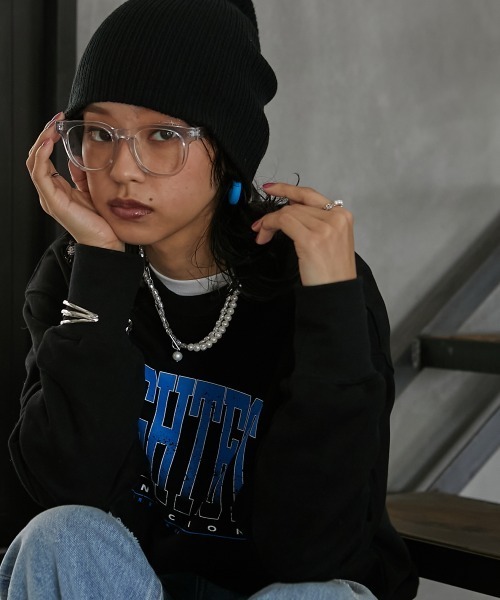 GEVS.（ジェイヴィス）の「＜大きいサイズ＞ ロゴプリント裏起毛プルオーバー GEVS.（スウェット・レディース・オートミール/ブラック・4L/LL/5L/L/3L）」の6枚目の写真