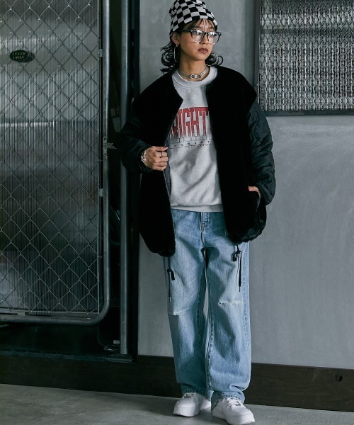 GEVS.（ジェイヴィス）の「＜大きいサイズ＞ ロゴプリント裏起毛プルオーバー GEVS.（スウェット・レディース・オートミール/ブラック・4L/LL/5L/L/3L）」の12枚目の写真