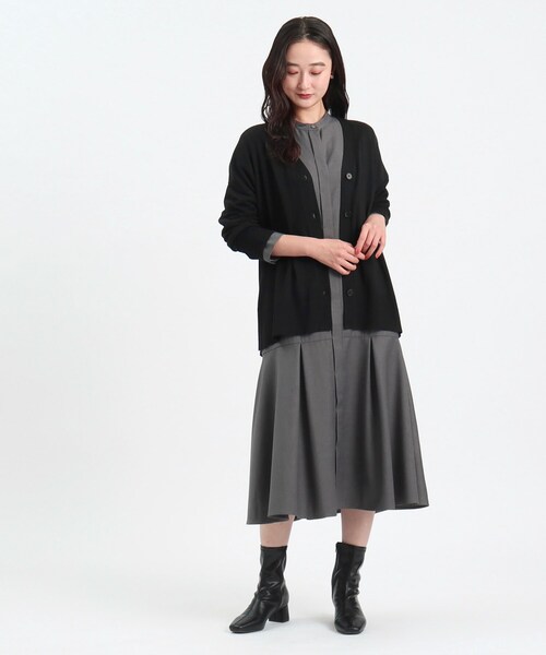 OPAQUE.CLIP（オペークドットクリップ）の「◆Vネックワイドニットカーディガン【洗濯機洗い可】（カーディガン/ボレロ・レディース・ブラック/ピンク系/ナチュラル/ブルー・42/36/40/38）」の7枚目の写真