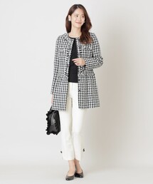 TO BE CHIC ハウンドトゥースツイードノーカラー ロングジャケット TO BE CHIC（トゥー ビー シック）の「ハウンドトゥースツイードノー
