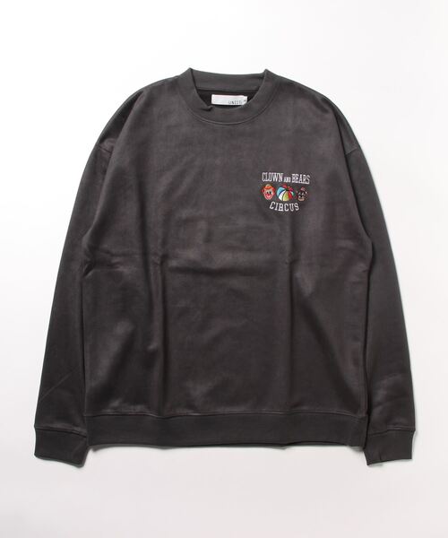 UNIIT(ユニット)の「【UNIIT/ユニット】フェイクスエード ワンポイント刺繍 クルーネック スウェット トレーナー(スウェット・メンズ・アイボリー/チャコールグレー/ブラウン・MEDIUM/LARGE)」の2枚目の写真
