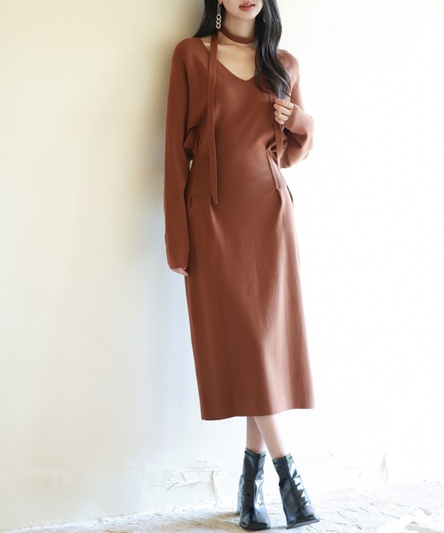 イマドキシルエのハイゲージニットワンピース（ワンピース）｜SAISON