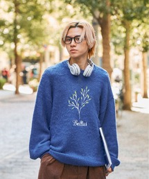 Adoon plain | リーフ刺繍シャギーニット(ニット/セーター)