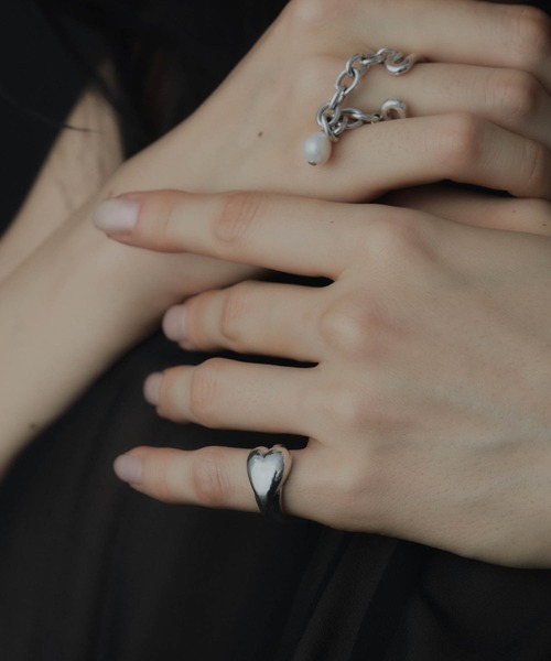 loni（ロニ）の「【金属アレルギー対応】Heart pinky ring/ハートピンキーリング（リング・レディース・シルバー/ゴールド・#5/#3）」の3枚目の写真