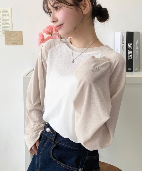 ラグランT モナルイゾン セール】配色ラグランシアーロンT（Tシャツ/カットソー