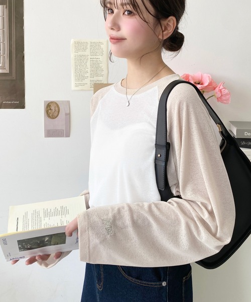 ラグランT モナルイゾン セール】配色ラグランシアーロンT（Tシャツ/カットソー