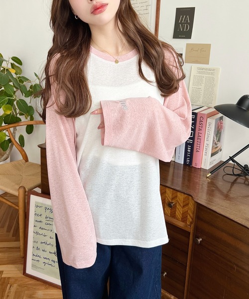 セール】配色ラグランシアーロンT（Tシャツ/カットソー