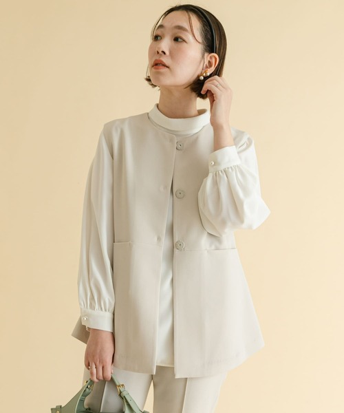 F by ROSSO(エフバイロッソ)の「『セットアップ対応』F by ROSSO ペプラムジレ+テーパードパンツ(セットアップ・レディース・ホワイト系その他/ブラック・38/36)」の3枚目の写真