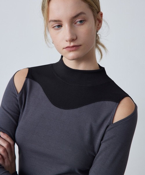 ELOOPS(イーループス)の「【ELOOPS】カッティングバイカラーハイネックカットソー(Tシャツ/カットソー・レディース・クリアブルー/ライム/ブラック・M/S/L)」の8枚目の写真